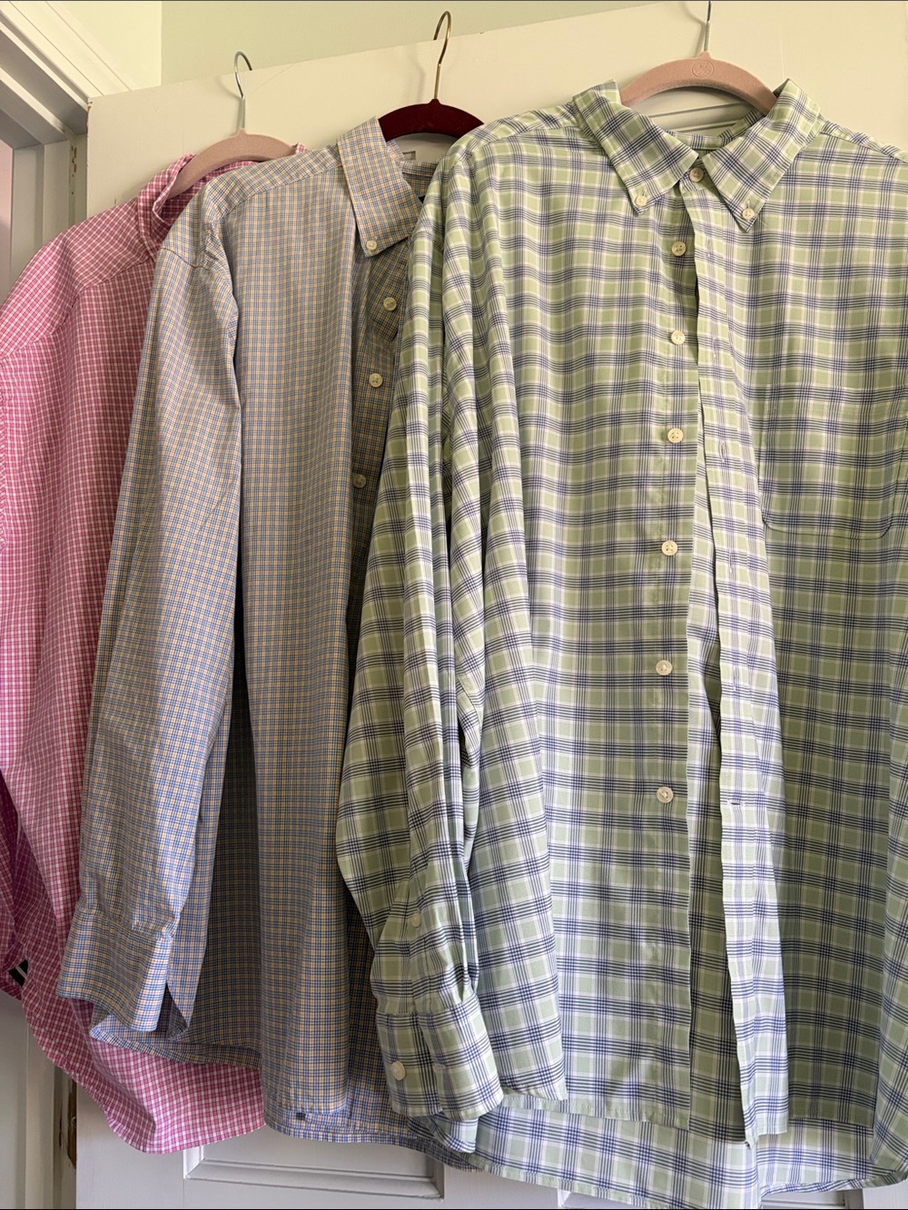 Men's Check Cotton Button-Down Shirt - Green/Blue